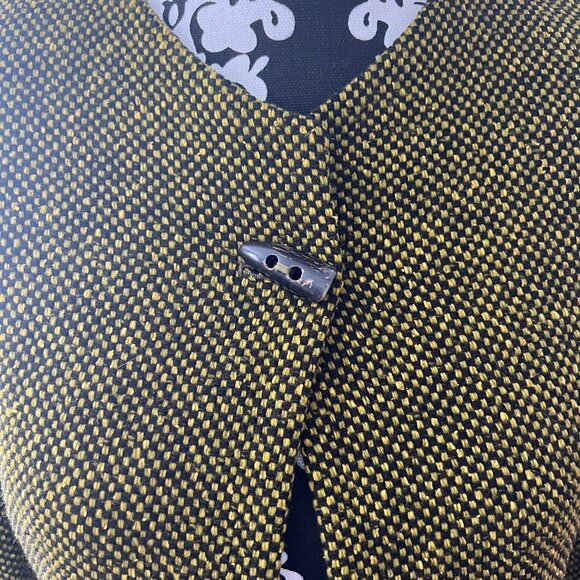 Vintage Wool & Cashmere Yellow Printed Collarless Jacket - Picture 4 of 7